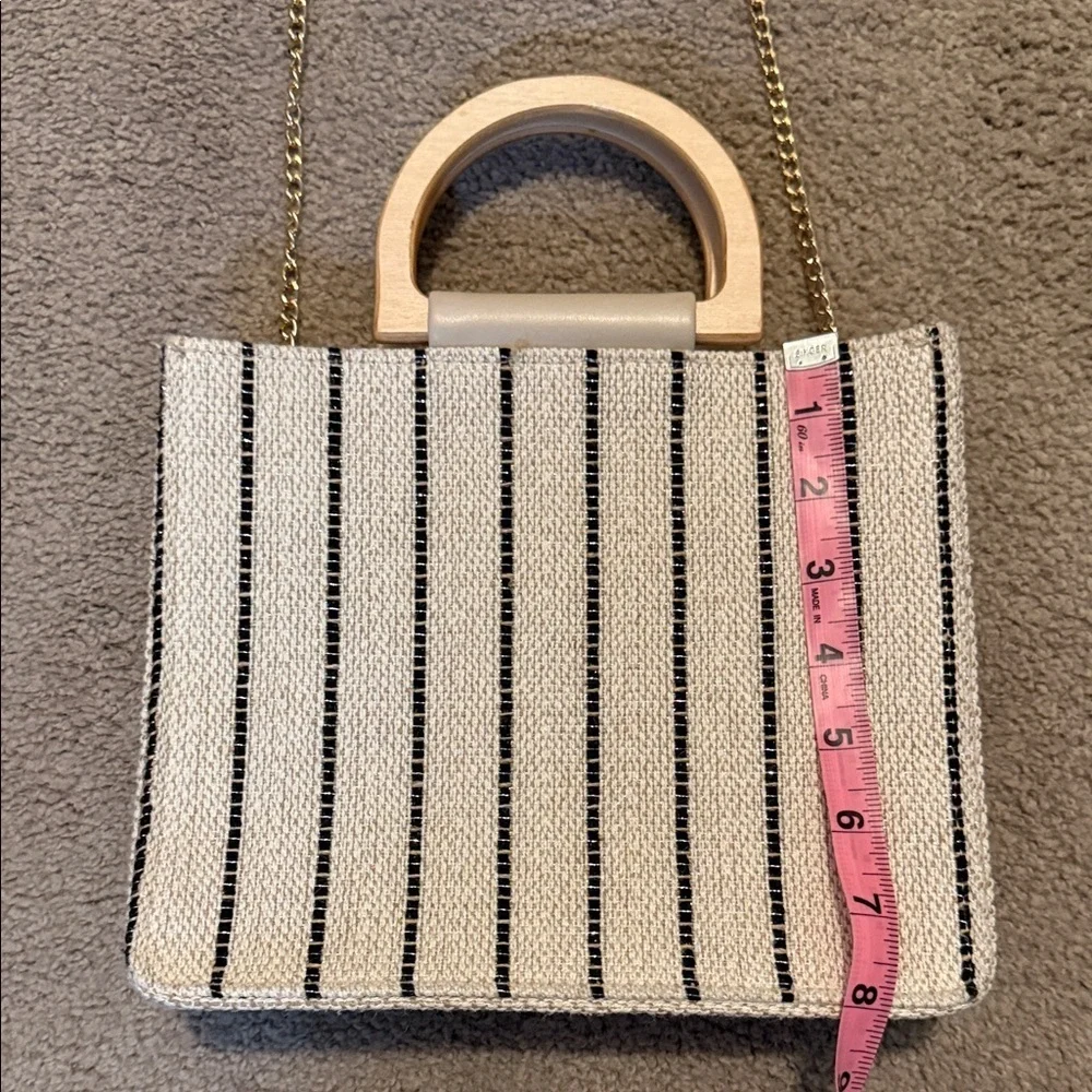 Isaac Mizrahi Black and Cream Striped Tote